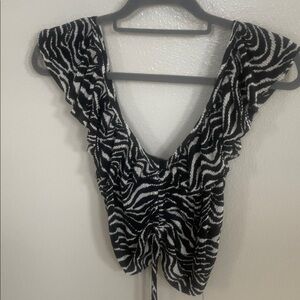 Zara zebra Print Ruffled Top